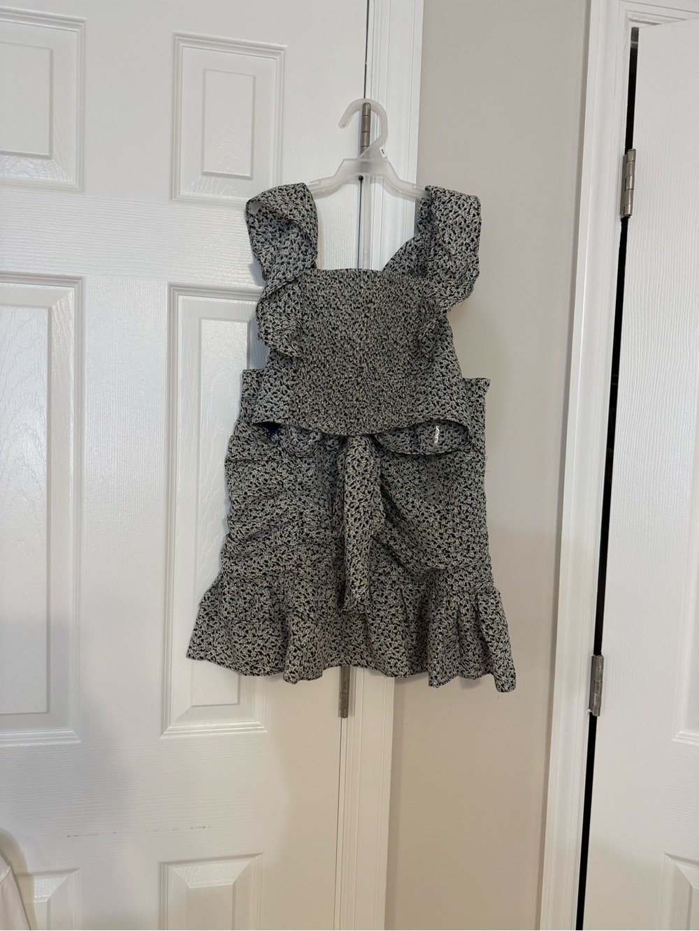 Floral Ruffle Mini Skirt - Black & White
